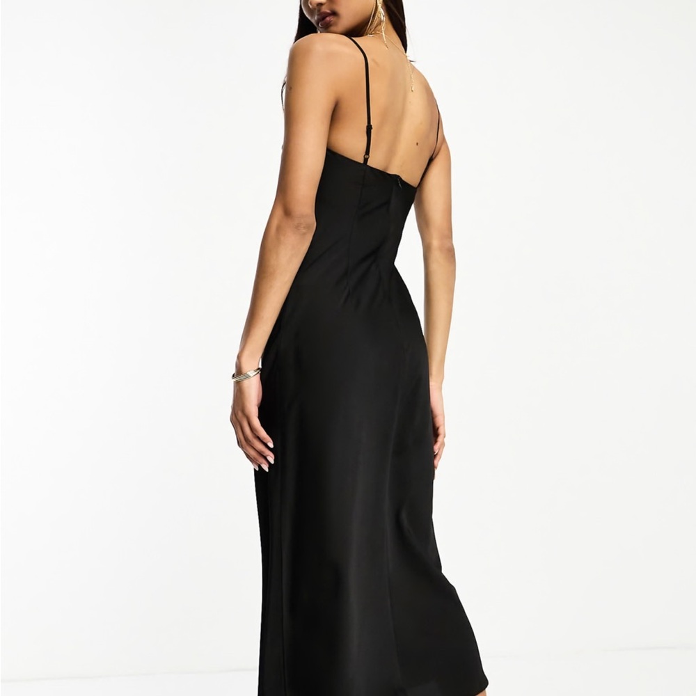 NWOT ASOS DESIGN satin cut out midi dress in black size 10 - Picture 3 of 5